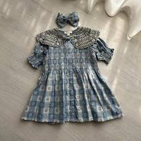 藍格刺繡洋裝