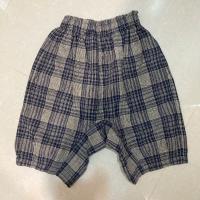 Soor ploom 藍色格紋亞麻8分褲