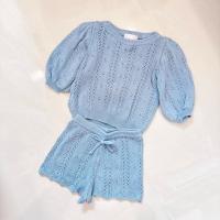Mipounet 莫蘭迪藍針織套裝 2Y