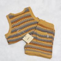 (合售)鏤空條紋針織無袖背心+短褲 Openwork knitting sleeveless Tee