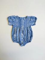 Baby Enid Romper - Cabin Stripe Cornflower