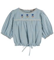 刺繡格紋短袖上衣