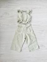 Pauline Vichy Crop Top With Pant Set - Green