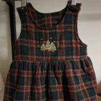 聖誕節限定 刺繡格紋吊帶洋裝