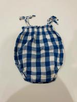 Pottery Blue Gingham Spaghetti Bodysuit 