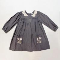 Viola charcoal dress 藕紫色編織領刺繡洋裝