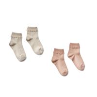 Sock Set, Scallop Trim_Tawny+Almond