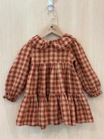 Dannie and Lilou長袖彼得潘刺繡領蛋糕裙洋裝	Butternut Check 胡桃鉗紅格紋	2-3y