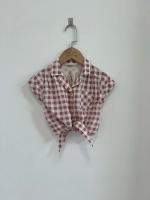 Loli Blouse, Gingham Print, Zinnia*
