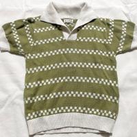 LALi, Ames Sweater Olive Green And Cream 秘魯匹馬棉薄針織翻領短袖上衣 橄欖綠奶油 
