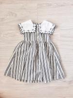 方花領條紋洋 Striped dress-grey