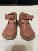 Petit Nord T字蝴蝶結手工製小皮鞋/灰玫瑰