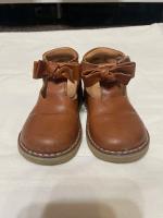 PETIT NORD - T字復古蝴蝶結小皮鞋 - 棕