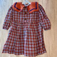 KALINKA 針織領亞麻格紋洋裝Teodora Dress