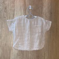 穆斯林棉寬版米色格紋上衣 12-18m