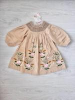Embroidered garden dress - sand