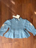 Baby Mia Top 寶寶縮口刺繡上衣 (官網獨家款) Quilt Calico Blue Pebble
