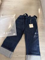 牛仔高腰吊帶褲