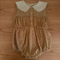 BABY ROMPER Ecru organic voile collar