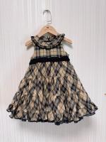 花邊領格紋洋裝