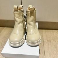 Angulus-奶油白切爾西大頭靴CREAM