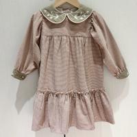 Popelin Dress with Embroidered Collar 刺繡洋裝 - Pink Gingham
