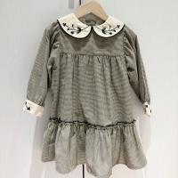 Mod.33.1 Black gingham dress with embroidered collar