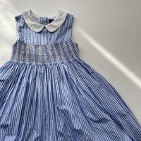 絕美刺繡藍白條紋澎裙