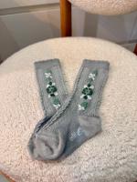Dalia Jacquard Flower Knee-high Socks- Aigue Marine 21/23