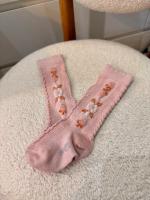 Dalia Jacquard Flower Knee-high Socks- Vieux Rose 21/23
