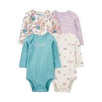 花卉圖案長袖包屁衣（4件組）