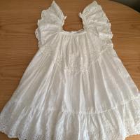 EMBROIDERED DOTTED MESH DRESS - White