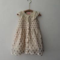 荷葉圓領燙金花洋裝(附品牌同款蝴蝶結髮夾)