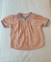 鮭魚撞藍色刺繡邊線上衣