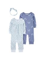 蝴蝶藍連身衣兩件組（含髮帶）