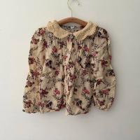 針織領花花長袖上衣