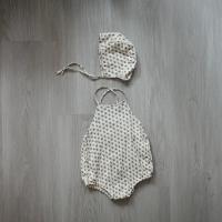 細肩帶連身衣加綁帶帽