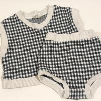 黑白格背心套裝