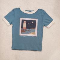 Lighthouse Collage Ringer Tee - Blueslate 3y