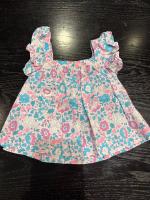 經典紫藍花liberty飛袖上衣