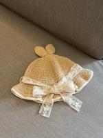 100%棉紗編織兔耳草帽