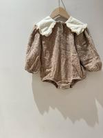 軟綿大領子碎花包屁衣