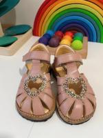 Angulus玫瑰粉亮片愛心涼鞋