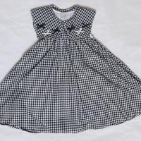 Petit main 黑白格紋蝴蝶結洋裝