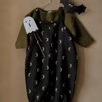 品牌經典月亮插圖刷毛吊帶褲