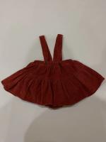 酒紅色燈芯絨吊帶裙