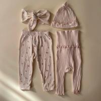 新生兒褲+頭飾2件