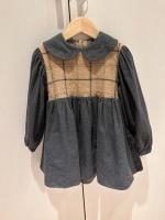 Popelin Dark Grey Two-Tone Dress With Baby Collar