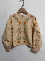 Apolina DARLENE BLOUSE - CASHEW清新束口刺繡襯衫