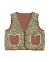 經典花卉口袋鉤針絎縫 雙面背心